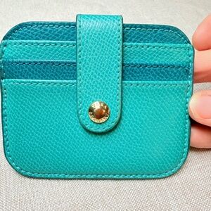 Small Vera Bradley Leather Card Case Turquoise Blue